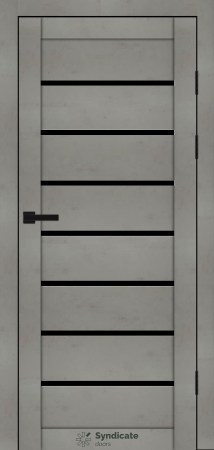 Двері Syndicat Doors PVC 102 Бетон світлий чорне скло